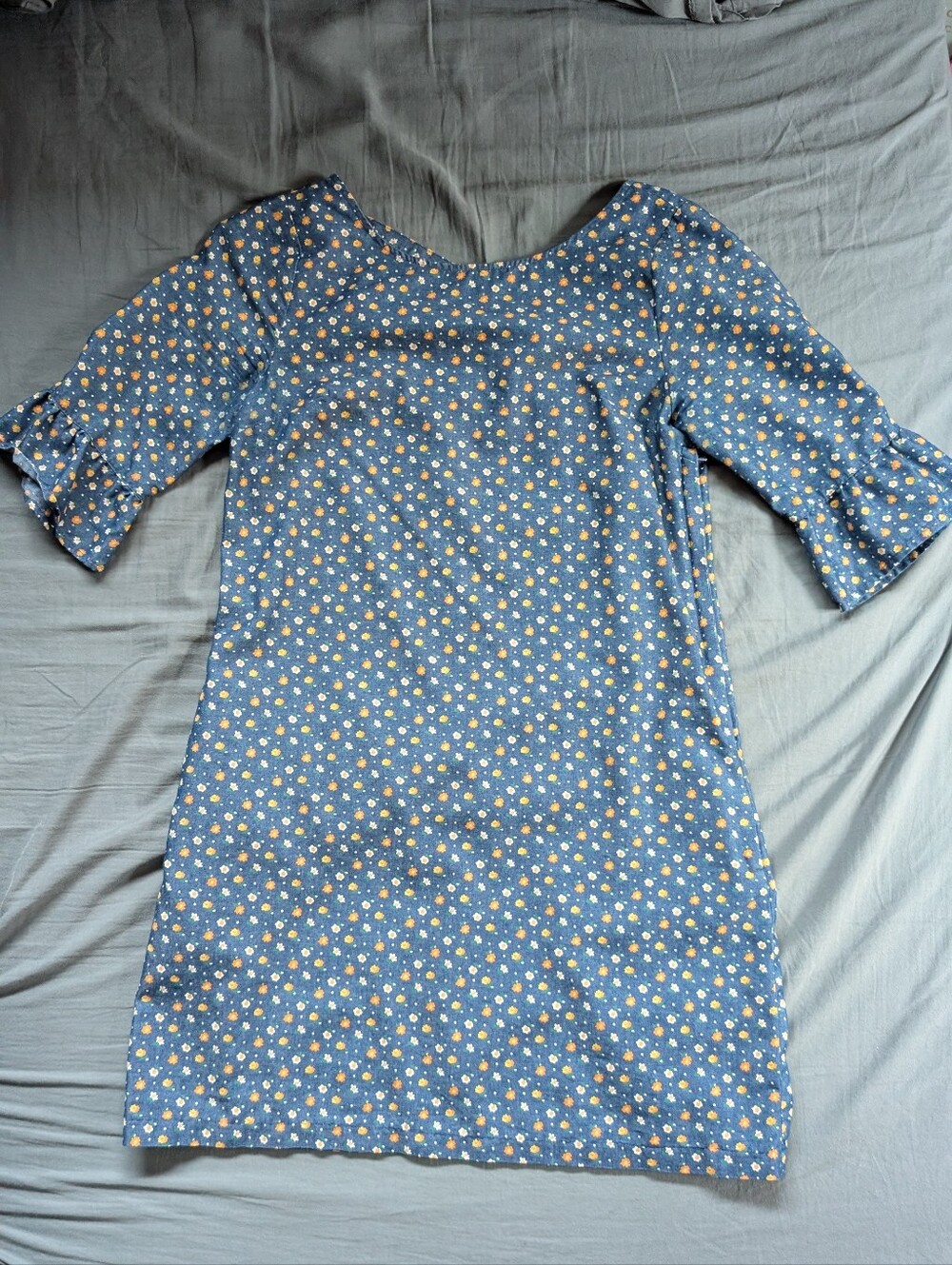 Modcloth Floral Print Denim Dress Size Small